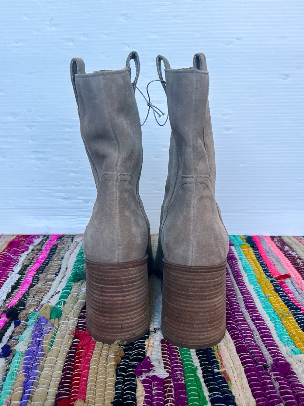 sz 10 SOLE SOCIETY Rachill Tawny Brown Oiled Suede Leather Ankle Boots tan nwot - Picture 8 of 11